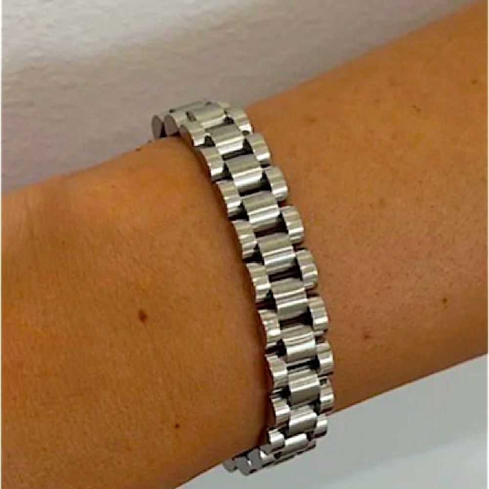 Silver Link Watch Band Bracelet Chain Link Unisex